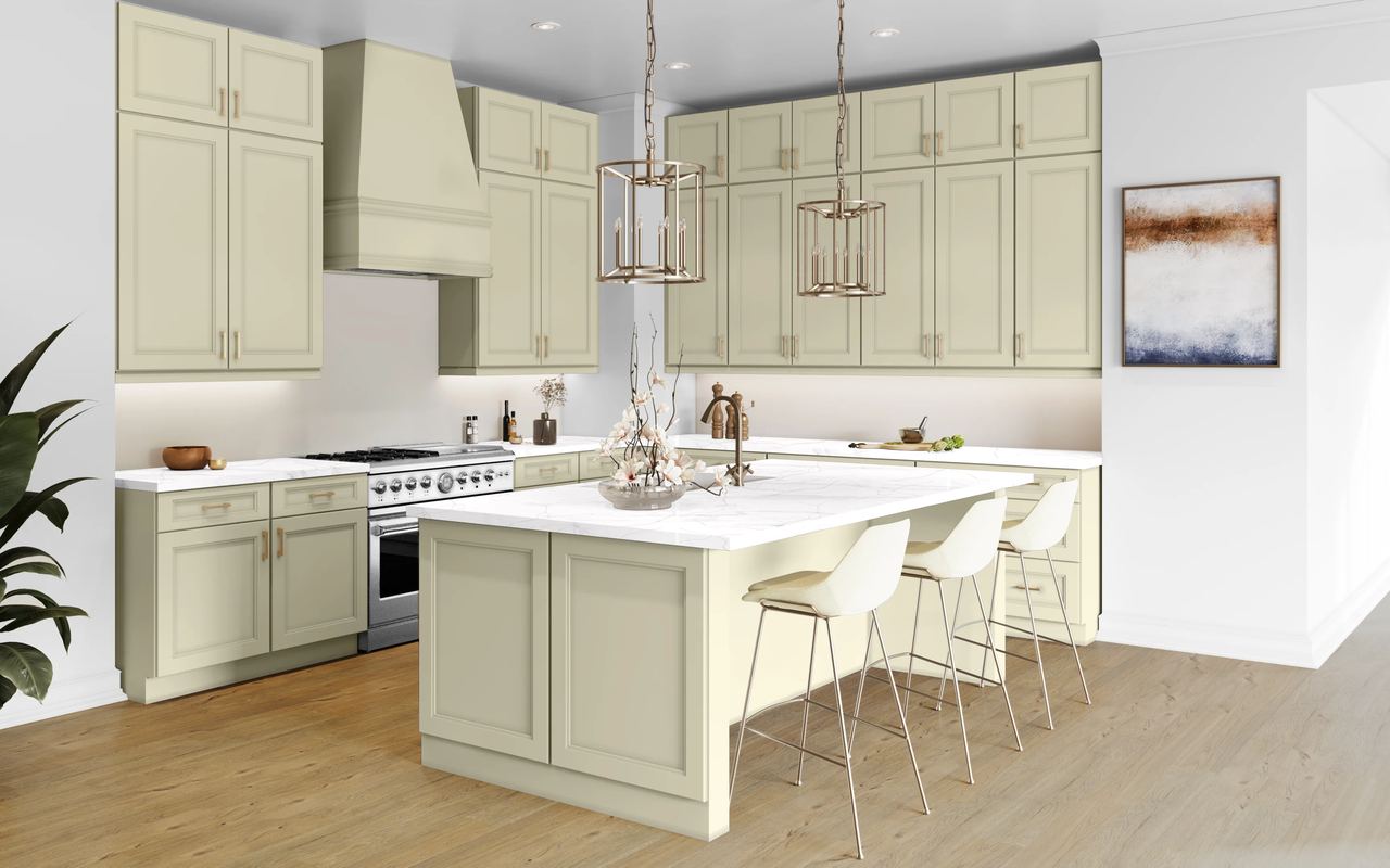 A kitchen with Fashion cabinets in Linen