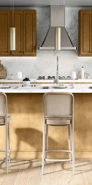 A kitchen with Country Oak cabinets in Honey