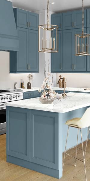 A kitchen with Fashion cabinets in Adirondack Blue