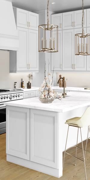 A kitchen with Fashion cabinets in White