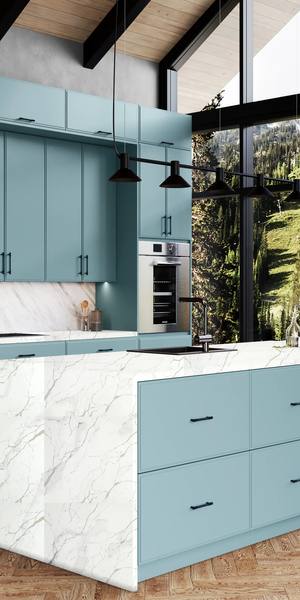 A kitchen with Highland cabinets in Mountain Stream