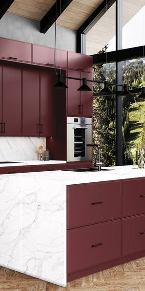 A kitchen with Highland cabinets in Rumors