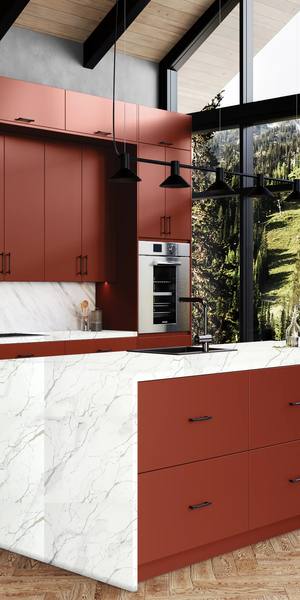 A kitchen with Milano cabinets in Sunset
