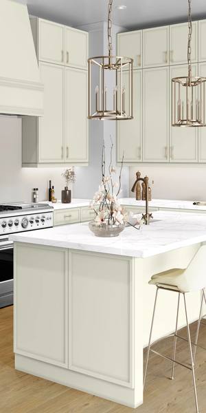 A kitchen with Newport cabinets in Sleek White
