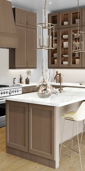 A kitchen with Sydney cabinets in Bourbon