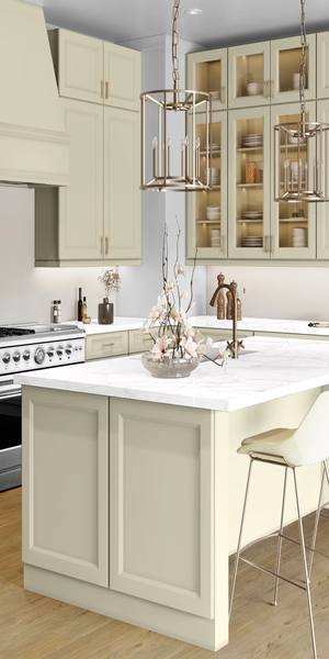 A kitchen with Sydney cabinets in Linen