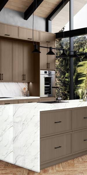 A kitchen with Versailles cabinets in Bourbon